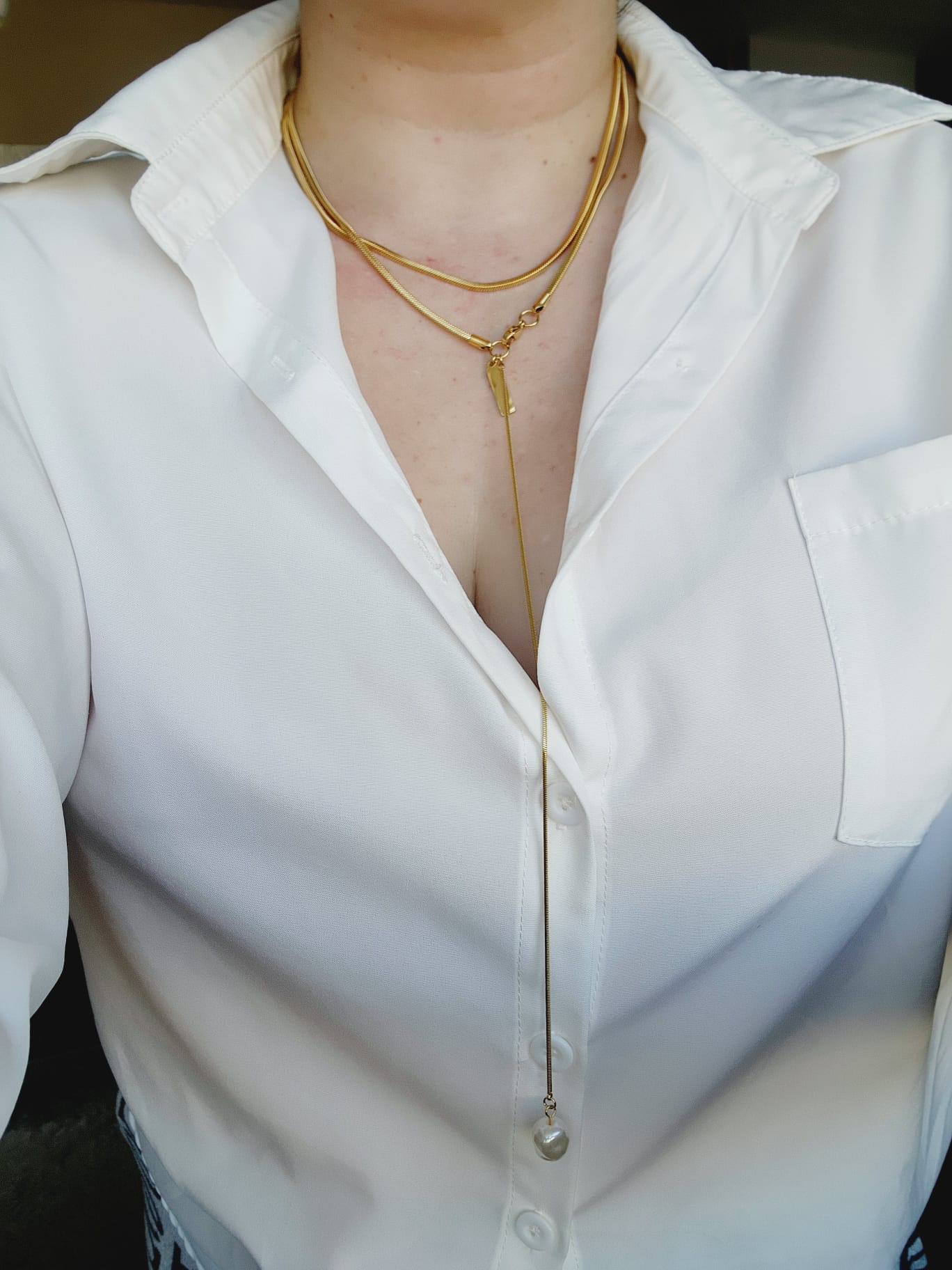 Adjustable Lariat necklace, Adjustable chain, Silver and Gold lariat, Adjustable Double tone mesh chain, two tone lariat, Edgy Double tone Necklace, Two Tone Waterproof Necklace, Two Tone Cuban Necklace, Two tone cuban chain, Lock Silver Chain, Lock Pendant and Necklace, Dior Dupe Necklace, Water Resistant Necklace