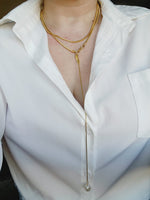 Adjustable Lariat necklace, Adjustable chain, Silver and Gold lariat, Adjustable Double tone mesh chain, two tone lariat, Edgy Double tone Necklace, Two Tone Waterproof Necklace, Two Tone Cuban Necklace, Two tone cuban chain, Lock Silver Chain, Lock Pendant and Necklace, Dior Dupe Necklace, Water Resistant Necklace