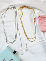 Adjustable Lariat necklace, Adjustable chain, Silver and Gold lariat, Adjustable Double tone mesh chain, two tone lariat, Edgy Double tone Necklace, Two Tone Waterproof Necklace, Two Tone Cuban Necklace, Two tone cuban chain, Lock Silver Chain, Lock Pendant and Necklace, Dior Dupe Necklace, Water Resistant Necklace