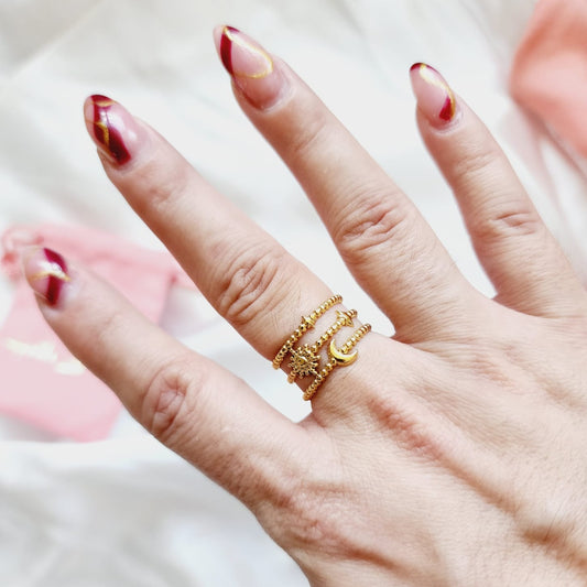 Bold Moon and Stars Ring, Moon Ring, Chunky Moon star ring, vintage celestial ring, Adjustable geometric ring, Bold Intertwined circular Ring, gold geometric Ring, Chunky circular ring, vintage circular bold ring, Adjustable geometric, Bold Intertwined leaves Ring, gold leaves Ring, Chunky leaves ring, vintage leaves bold ring, Adjustable Gold ring, dainty leaves ring, Delicate and simple ring, chunky star ring, green gold ring, waterproof ring, hypoallergenic ring, untarnish ring, anti tarnish ring