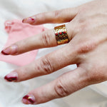 Bold red Ring, gold leaves Ring, Chunky red ring, vintage red bold ring, Adjustable Gold ring, Adjustable Gold ring, dainty leaves ring, Delicate and simple ring, chunky star ring, green gold ring, waterproof ring, hypoallergenic ring, untarnish ring, anti tarnish ring, anillo de estrellas, Water Resistant Jewelry  Water Resistant sweat resistant jewelry water resistance jewelry  Vintage Rings  Vintage Modern Rings