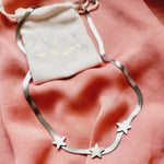 Silver star Necklace, Celestial necklace, Orion's Belt jewelry, Silver star necklace, Cosmic harmony pendant, Three stars necklace, Elegant flat snake chain, Timeless celestial jewelry, Meaningful starry necklace, Cosmic necklace, Celestial Guiding star, trinity Silver constellation jewelry, Symbolic cosmic necklace, Night sky-inspired necklace, Timeless cosmic jewelry, Orion's Belt symbolism, necklace Elegant silver celestial piece, Water Resistant Necklace , Water Resistant Jewelry