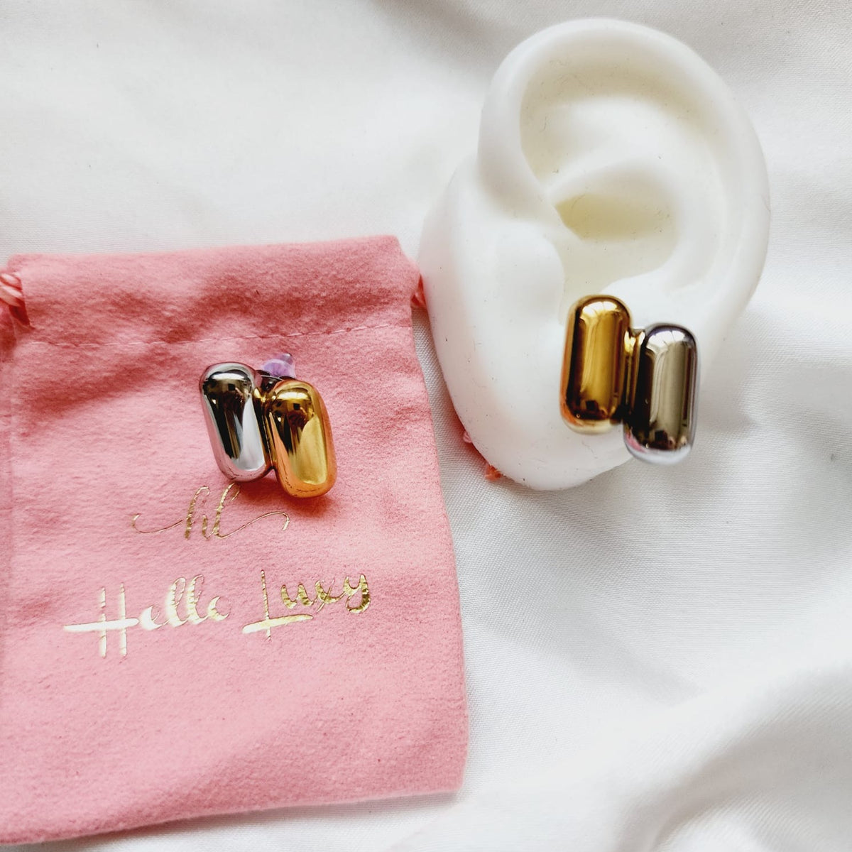 Mini Creative Wrapped C-shaped Earrings, two tone Hoops Earrings, two tone small delicate hoops, Water resistant gold hoops, tarnish free gold open hoops, Lightweight Chunky Open Hoops, 14k lightweight chunky hoops, 14k gold hoops, 14k Double tone hoops, 18k Gold Filled lightweight hoops, 18k Gold Filled hoops, classy gold hoops, bold gold hoops, chunky double tone hoops, chunky medium gold hoops, chunky medium double tone hoops,