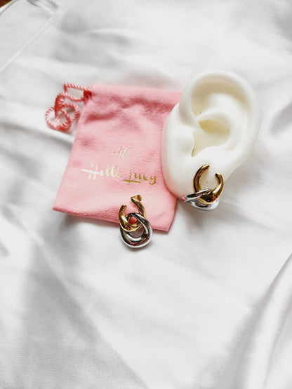 Two tone Earrings, Removal Bold Earrings, Two tone Water Resistant Earrings, 18k Gold Plated, Vintage Earrings, water resistance jewelry  Vintage Earrings, Bold Earrings, Water Resistant Earrings, Tarnish Free Earrings,  Vintage Style