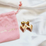 rose gold and gold heart earrings, self love jewelry, self love earrings, hearts silver earrings, hearts silver medium earrings, Silver classy earrings, hearts earrings, self love earrings, silver chunky hearts earrings, two tones chunky earrings, hypoallergenic earrings, two tone everyday hoops, 18k gold plated earrings, Waterproof earrings, Silver and gold earrings