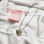 18K chunky Silver Heart stainless steel necklace, Silver bold heart Necklace, heart necklace, Silver drop necklace, minimalist silver necklace, chunky silver necklace, bottega dupe necklace, bottega veneta necklace, bottega veneta drop necklace, Gift for woman, best valentines gift ideas