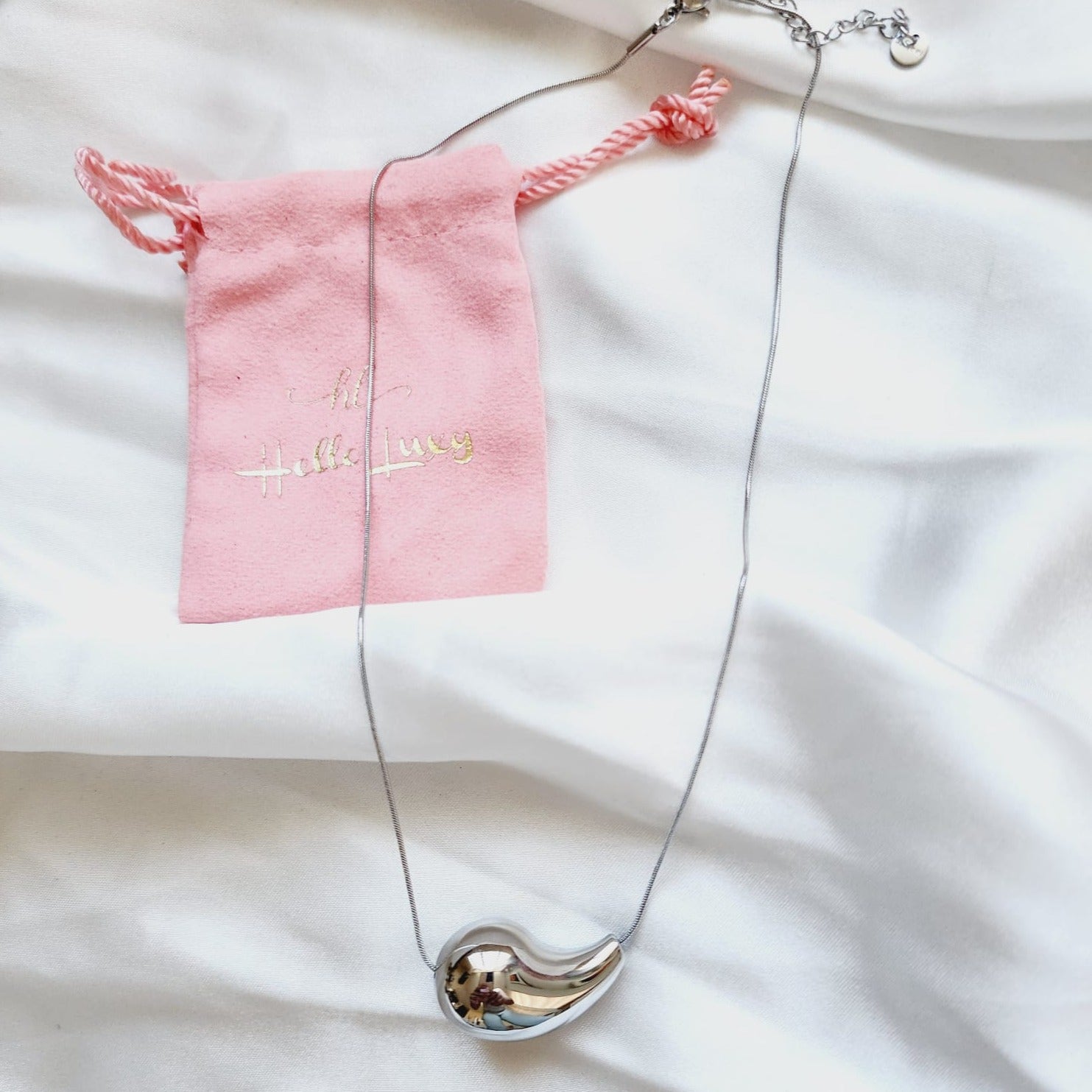 18K chunky drop stainless steel necklace, Silver bold Necklace, drop necklace, Silver drop necklace, minimalist silver necklace, bottega dupe necklace, bottega veneta necklace, bottega veneta drop necklace, Gift for woman, best valentines gift ideas