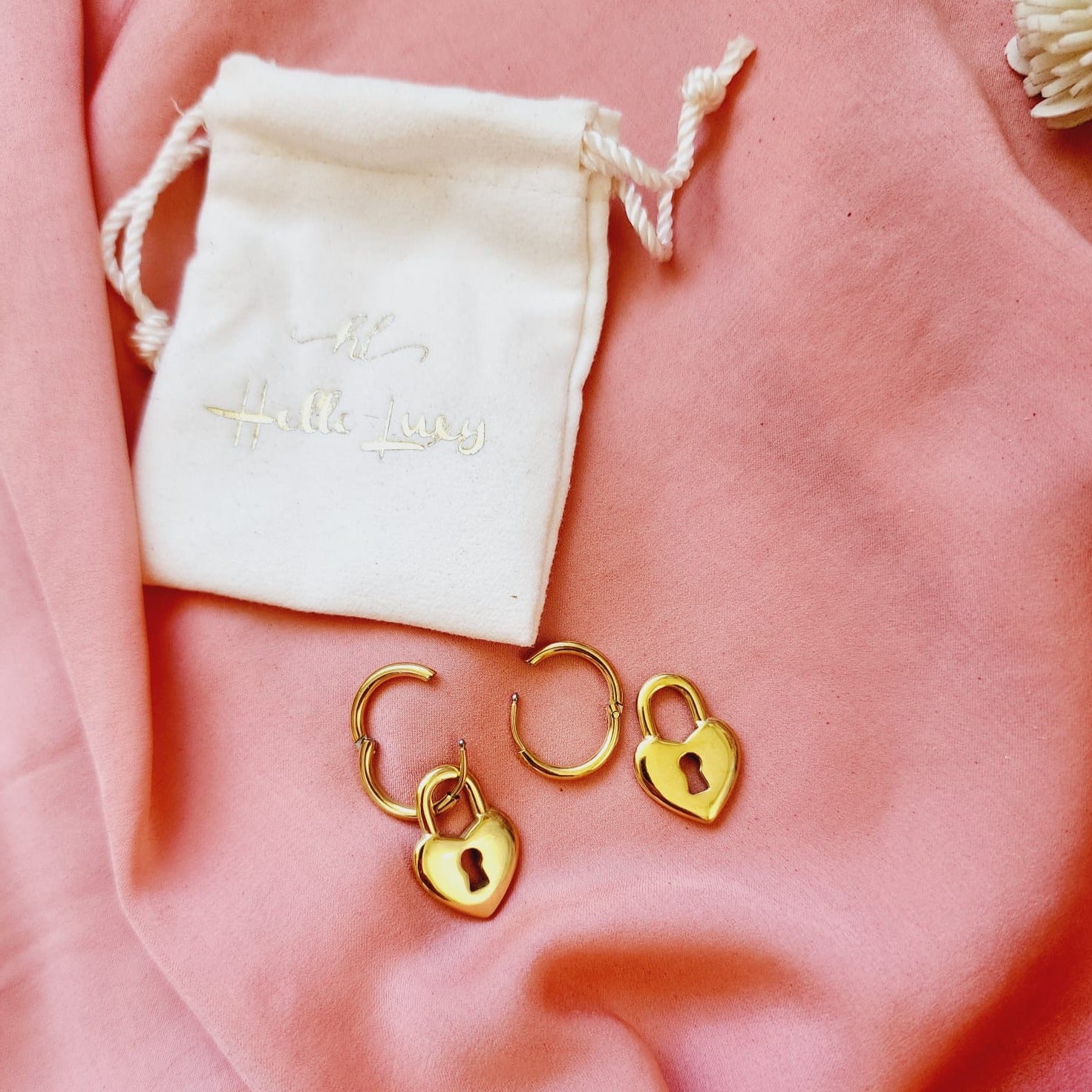 Heart Lock Hoops, small delicate heart hoops, Water Resistant Earrings, 18k Gold Plated, Vintage Earrings, Water resistant gold hoops, tarnish free gold open hoops, Lightweight Chunky Open Hoops, 14k lightweight chunky hoops,