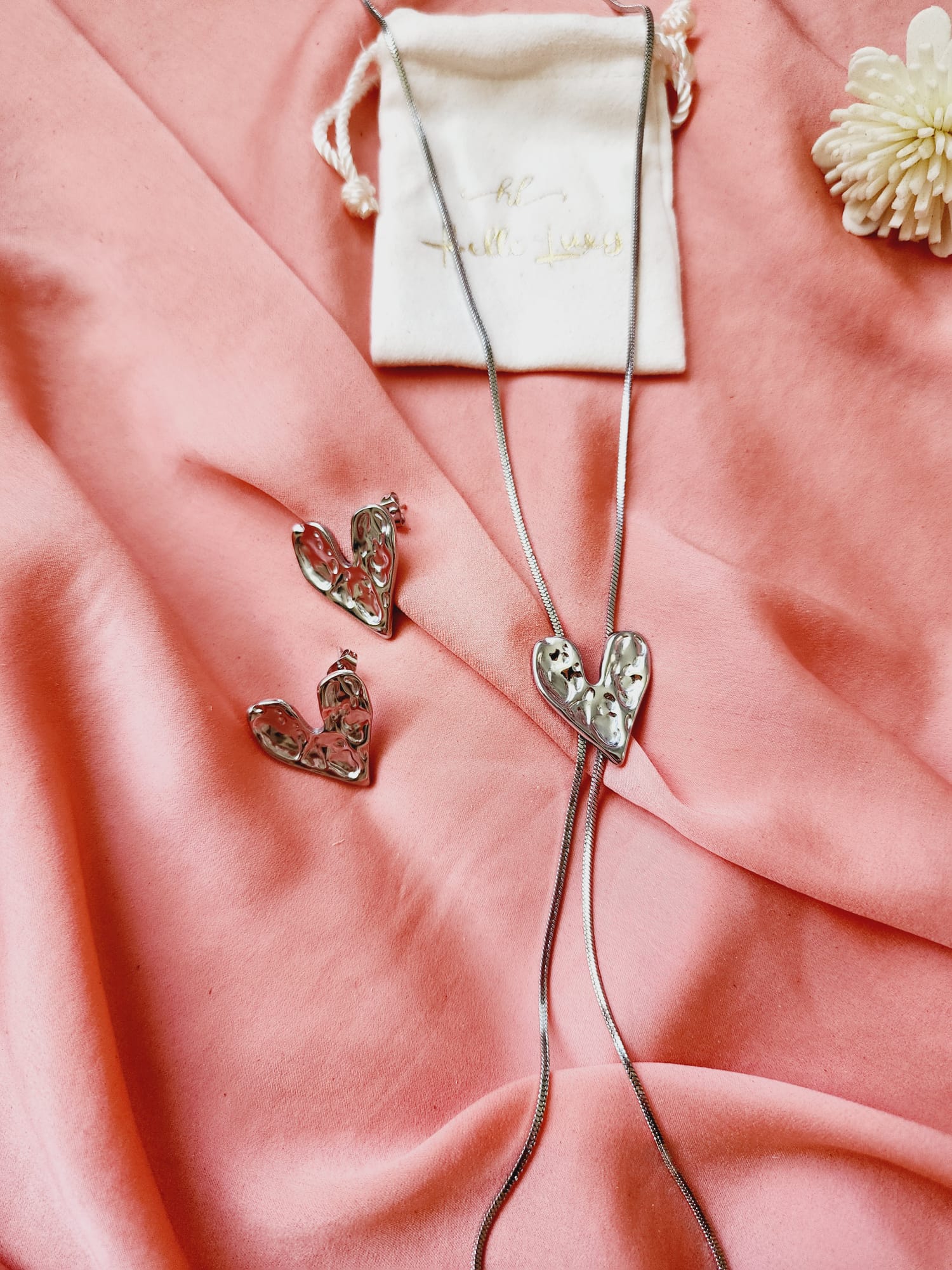 18K chunky Silver Heart stainless steel necklace, Silver bold heart Necklace, heart necklace, Silver drop necklace, minimalist silver necklace, chunky silver necklace, bottega dupe necklace, bottega veneta necklace, bottega veneta drop necklace, Gift for woman, best valentines gift ideas