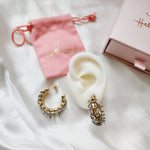 Silver and gold earrings, two tone earrings, two tone Hoops, edgy Hoops, wide chunky earring, Silver chains hoops, Water Resistant bold earrings, Water Resistant simple earrings, sweat resistant jewelry, water resistant minimalist jewelry, minimalist earrings, timeless gold earrings, waterproof earrings,