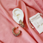 Silver and gold earrings, two tone earrings, two tone Hoops, edgy Hoops, wide chunky earring, Silver chains hoops, Water Resistant bold earrings, Water Resistant simple earrings, sweat resistant jewelry, water resistant minimalist jewelry, minimalist earrings, timeless gold earrings, waterproof earrings,