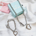 Heart Necklace, Silver Heart Necklaces and earrings, Silver heart Jewelry, Self love jewelry, self love necklace, bold heart earrings, bold heart necklace, Link Bold Necklace, Gold Filled Jewelry, Gold Filled Necklace, Fine Jewelry, silver link bold necklace, Luxury sparkle silver necklace, elegant link necklace, elegant silver link necklace, gift for women, jewelry necklace for women, diamond pendant necklace, christmas gift for women, uno de 50 dupes