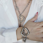 Heart Necklace, Silver Heart Necklaces and earrings, Silver heart Jewelry, Self love jewelry, self love necklace, bold heart earrings, bold heart necklace, Link Bold Necklace, Gold Filled Jewelry, Gold Filled Necklace, Fine Jewelry, silver link bold necklace, Luxury sparkle silver necklace, elegant link necklace, elegant silver link necklace, gift for women, jewelry necklace for women, diamond pendant necklace, christmas gift for women, uno de 50 dupes