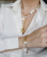 Star Ivory nacar Baroque necklace, Ivory pearl Chunky Necklace, 18k Gold Plated Cuban Chain, ivory summer necklace, ivory pearl choker, ivory baroque necklace, ivory mother pearl necklace, summer necklace, summer jewelry trends, gift for women, bold ivory necklace, gift for bestfriend, gift for wife, aesthetic pearl necklace, Stainless Steel Pearl Beaded necklace, ellie vail jewelry, waterproof necklace for women, shell Necklace