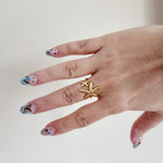 Starfish adjustable Ring, starfish Ring, Chunky stars ring, vintage star bold ring, Adjustable Gold ring, vintage sun bold ring, Adjustable Gold ring, Adjustable Gold ring, dainty leaves ring, Delicate and simple ring, chunky star ring, green gold ring, waterproof ring, hypoallergenic ring, untarnish ring, anti tarnish ring, anillo de estrellas, Water Resistant Jewelry