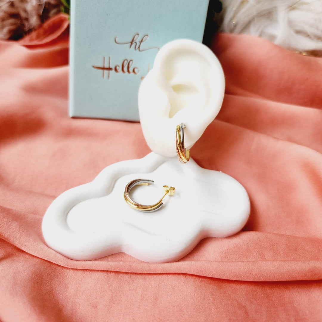 Three tone Geometric Earrings, three tone hoops, three tone earrings, three tones Water Resistant Earrings, 18k Gold Plated, Vintage Earrings, everyday earrings, lightweight earrings, Hypoallergenic Earrings, Waterproof Earrings, water resistance jewelry, Vintage Earrings, Bold Earrings, Water Resistant Earrings, Tarnish Free Earrings, Vintage Style, Vintage Earrings, tarnish free jewelry, hypoallergenic jewelry, Gift For Her, Fashion Gift for Her, Doctor Gift for Christmas