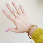 Holographic Oval ring, Luxury Oval cut amethyst stainless steel wide rings, Mother Pearl ring, Adjustable mother shell ring, Shell gold ring, Adjustable waterproof ring, Water Resistant Jewelry, Fashion Love Stainless Steel Geometric Love Pearl Open Ring, Luxury Oval cut amethyst stainless steel wide rings