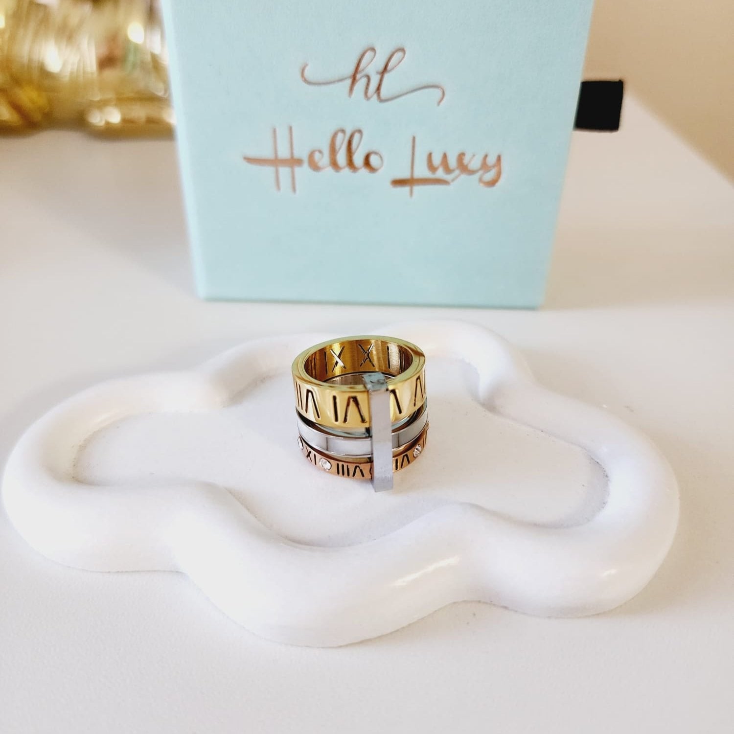 Triple Tone glossy Ring, three tone ring, Double tone bold ring, roman numbers ring, rose gold bold ring, three tone mother pearl ring, chunky three tone ring, bulky three tone ring, bold ring, promise ring, bold double tone ring, valentine gift, jewelry gift for valentines, love ring, love jewelry, gift for wife, gift for friend, friendship gifts, self love ring,