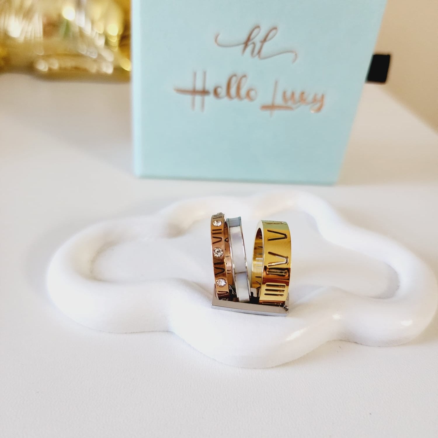 Triple Tone glossy Ring, three tone ring, Double tone bold ring, roman numbers ring, rose gold bold ring, three tone mother pearl ring, chunky three tone ring, bulky three tone ring, bold ring, promise ring, bold double tone ring, valentine gift, jewelry gift for valentines, love ring, love jewelry, gift for wife, gift for friend, friendship gifts, self love ring,