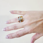 Triple Tone glossy Ring, three tone ring, Double tone bold ring, roman numbers ring, rose gold bold ring, three tone mother pearl ring, chunky three tone ring, bulky three tone ring, bold ring, promise ring, bold double tone ring, valentine gift, jewelry gift for valentines, love ring, love jewelry, gift for wife, gift for friend, friendship gifts, self love ring,