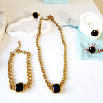 Golden Square Crystal Necklace, Sparkle set, black Crystal Jewelry, black Necklace, black Fine Jewelry, Luxury sparkle silver necklace, elegant link necklace, elegant pearls necklace, gift for women, jewelry necklace for women, christmas gift for women, mom gift ideas, mothers day gift, gift for wife, pearls necklace, pearls jewelry