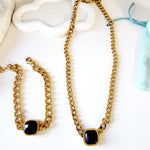 Golden Square Crystal Necklace, Sparkle set, black Crystal Jewelry, black Necklace, black Fine Jewelry, Luxury sparkle silver necklace, elegant link necklace, elegant pearls necklace, gift for women, jewelry necklace for women, christmas gift for women, mom gift ideas, mothers day gift, gift for wife, pearls necklace, pearls jewelry