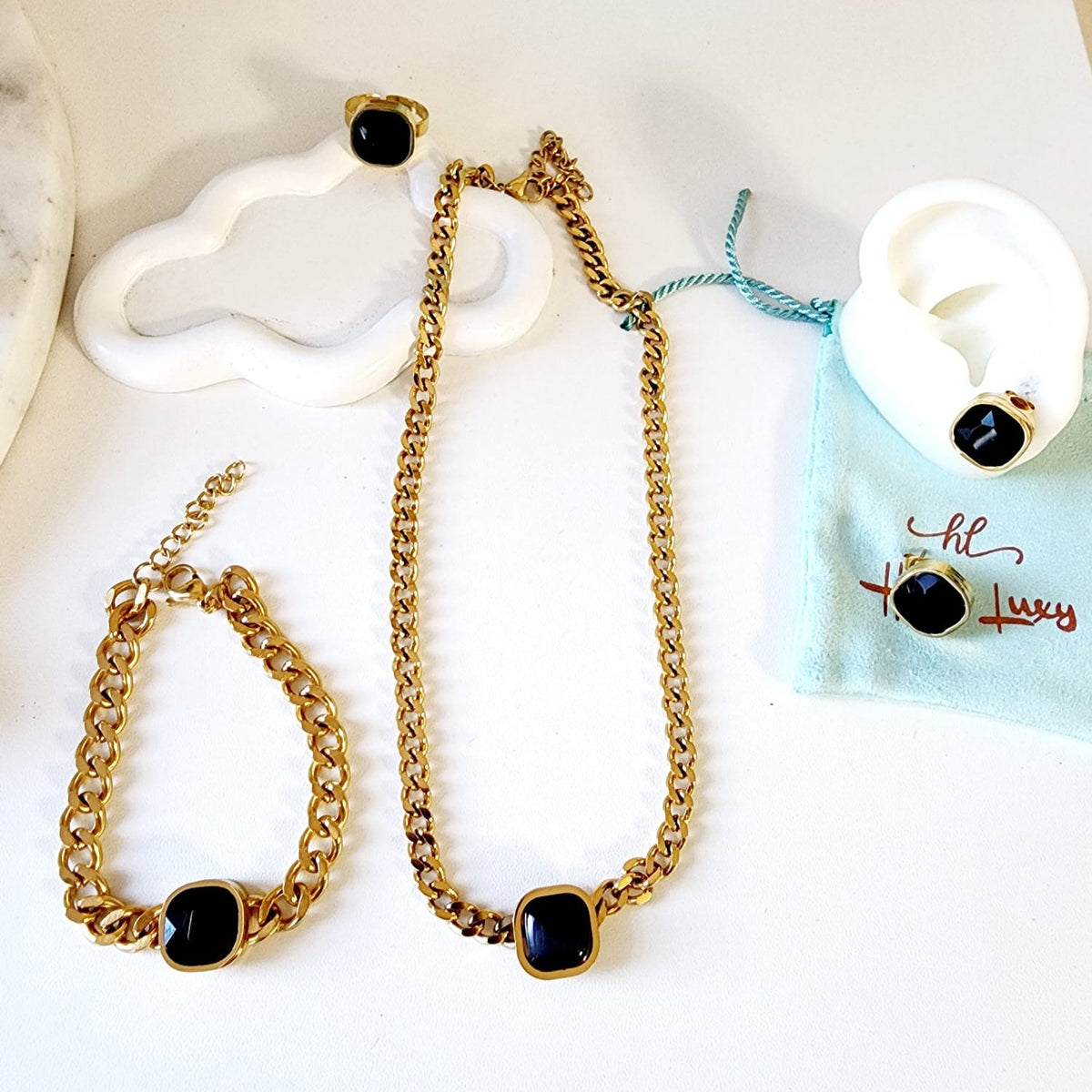 Golden Square Crystal Necklace, Sparkle set, black Crystal Jewelry, black Necklace, black Fine Jewelry, Luxury sparkle silver necklace, elegant link necklace, elegant pearls necklace, gift for women, jewelry necklace for women, christmas gift for women, mom gift ideas, mothers day gift, gift for wife, pearls necklace, pearls jewelry