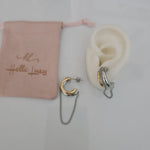 Vintage Bold two tone earrings, circular design earrings, bold abstract two tone Earrings, Simple Ear hole free, Ear bone clip, gold ear bone clip, gold ear hole earrings, Water resistant gold hoops, tarnish free gold open hoops, Lightweight Chunky Open Hoops, 14k lightweight chunky hoops, 14k gold hoops, 14k Double tone hoops, 18k Gold Filled lightweight hoops, 18k Gold Filled hoops, classy gold hoops, bold gold hoops, chunky double tone hoops, chunky medium gold hoops, chunky medium double tone hoops, 