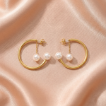 Pearl heart  Geometric Earrings, Golden pearl Earrings, Pearl hoops, pearl Water Resistant Earrings, 18k Gold Plated, Vintage Earrings, Geometric lightweight earrings, Hypoallergenic Earrings, Waterproof Earrings, water resistance jewelry, Vintage Earrings, Bold Earrings, Water Resistant Earrings, Tarnish Free Earrings, Vintage Style, Vintage Earrings, tarnish free jewelry, hypoallergenic jewelry, Gift For Her, Fashion Gift for Her, Doctor Gift for Christmas
