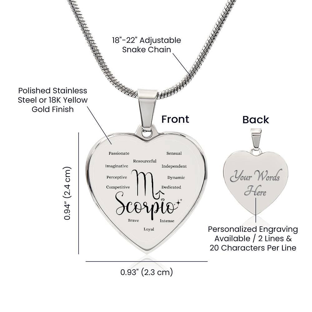 Scorpio Necklace, Scorpio Gift Necklace, Zodiac Necklace, Scorpio Birthday Gift, Zodiacal Birthday Gifts