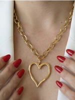 Golden Heart chunky chain, Gold Heart Chunky Necklace, Valentines Gift, Heart Necklace, Love Necklace, Golden love necklace, Gold Heart Necklace, Manifesting love necklace, two tone love manifiesto necklace, Love attraction necklace, gift for girlfriend, gift for wife, self love two tone necklace, self love jewelry, self love necklace