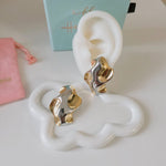 Bold two tone earrings, bold abstract two tone Earrings, Simple Ear hole free, Ear bone clip, gold ear bone clip, gold ear hole earrings, Water resistant gold hoops, tarnish free gold open hoops, Lightweight Chunky Open Hoops, 14k lightweight chunky hoops, 14k gold hoops, 14k Double tone hoops, 18k Gold Filled lightweight hoops, 18k Gold Filled hoops, classy gold hoops, bold gold hoops, chunky double tone hoops, chunky medium gold hoops, chunky medium double tone hoops