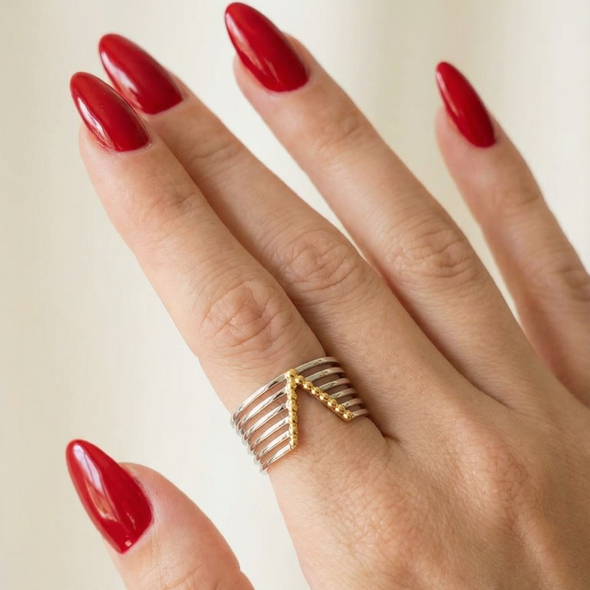 Edgy V Style Adjustable Two tone ring, two tone heart ring, two tone love ring, heart ring, chunky heart ring, promise ring, bold heart ring, valentine gift, jewelry gift for valentines, love ring, love jewelry, gift for wife, gift for friend, friendship gifts, self love ring, amor propio anillo, anillo de corazon, waterproof ring, waterproof jewelry, timeless jewelry, timeless ring, gift for girlfriend, soulmate ring, elegant ring, classy ring, dainty ring, everyday ring, must have ring, must have jewelry