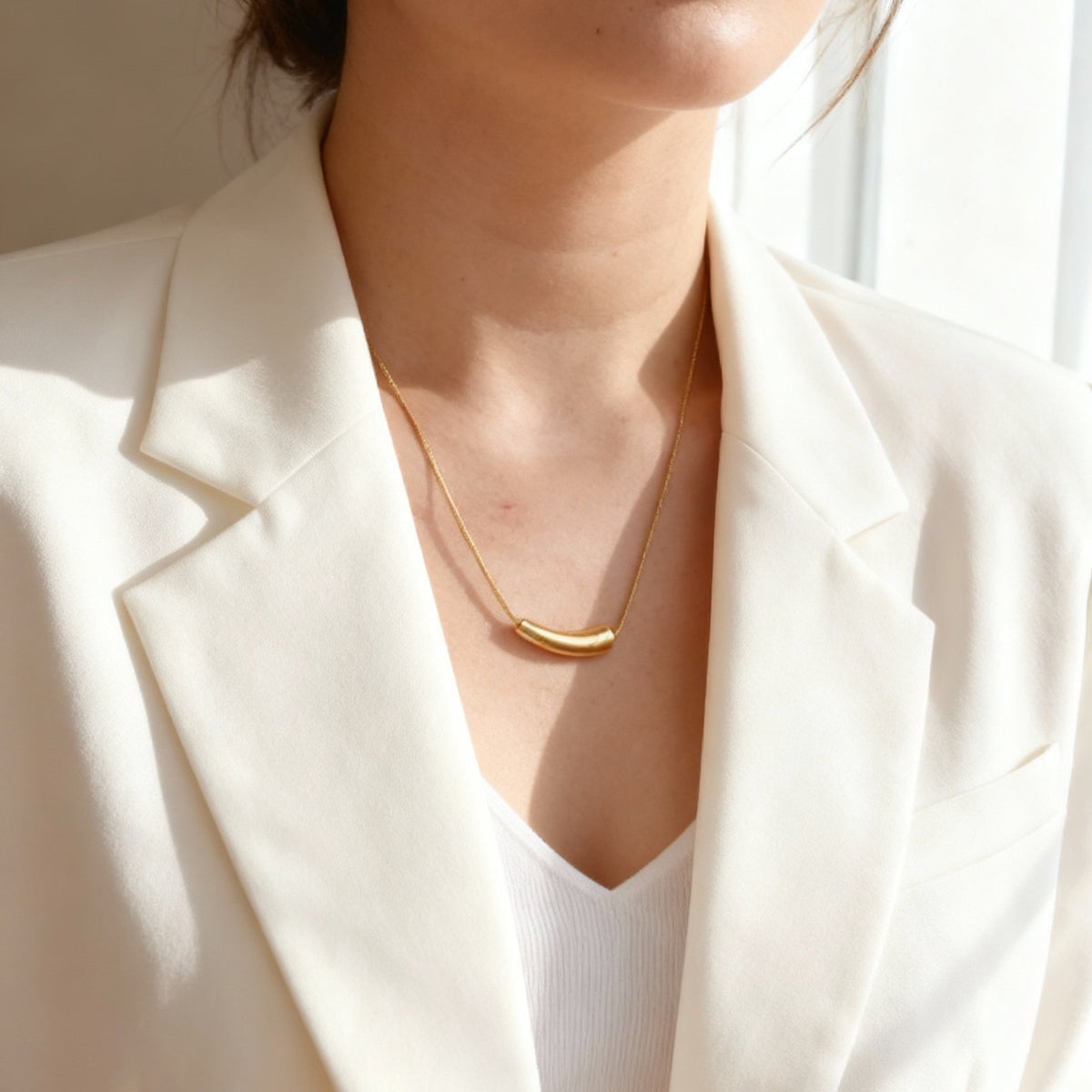 18K chunky drop stainless steel necklace, minimalist gold Necklace, drop necklace, gold drop necklace, bottega dupe necklace, bottega veneta necklace, bottega veneta drop necklace, Gift for woman, best valentines gift ideas, everyday necklace, stackable necklace, waterproof minimalist necklace, tear drop gold necklace