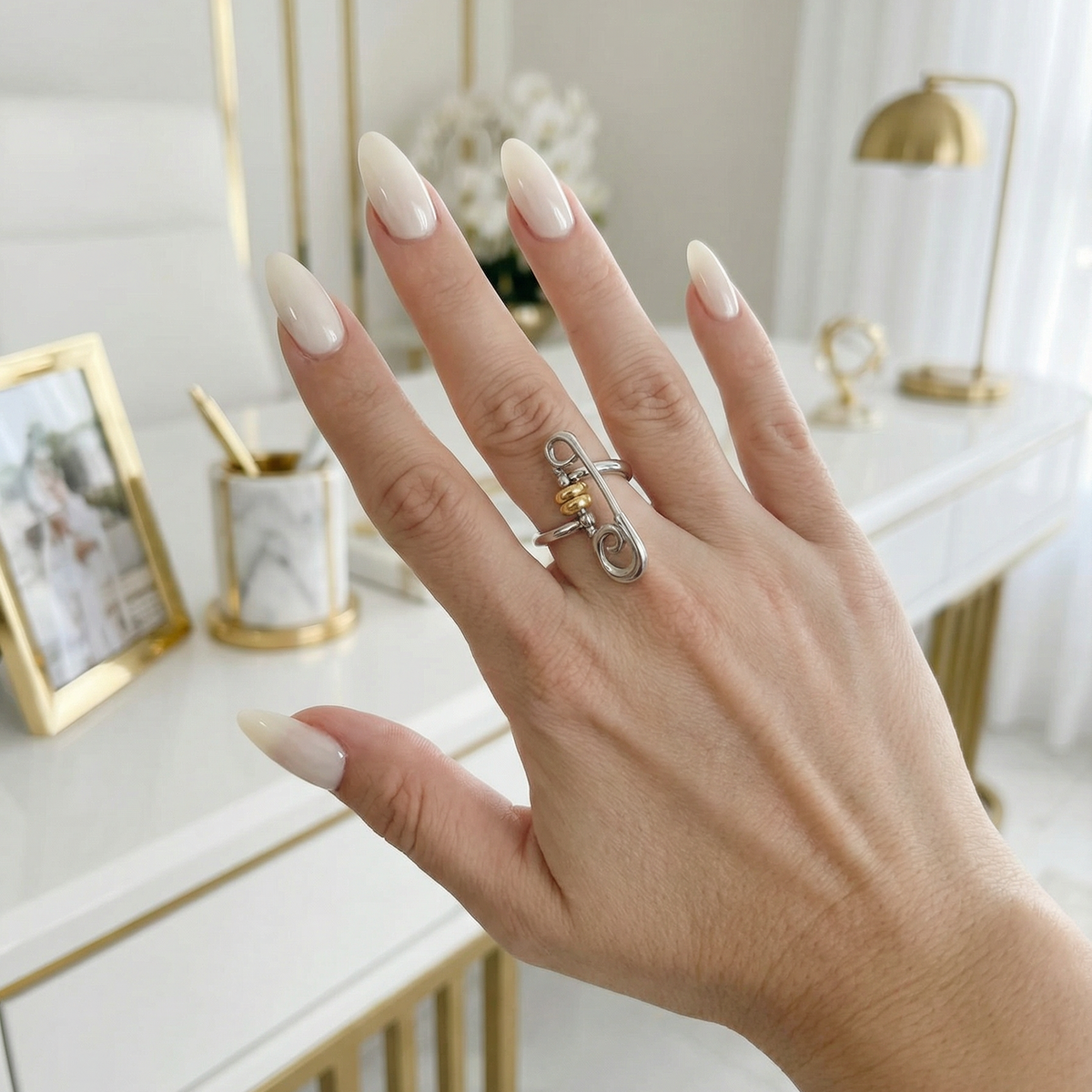 Two Tone Rings Pinterest Two tone ring, two tone safety pin ring, two tone edgy ring, bold ring ...