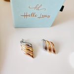 Bold golden studs, bold three tone earrings, bold silver earring, chunky golden studs, geometric jewelry, spiral earrings, spiral silver earrings, hearts silver medium earrings, Silver classy earrings, hearts earrings, self love earrings, silver chunky hearts earrings, two tones chunky earrings, hypoallergenic earrings, two tone everyday hoops, 18k gold plated earrings, Waterproof earrings, Silver and gold earrings, Durable earrings, Elegant earrings, Timeless design, aesthetic earrings, timeless earrings, 