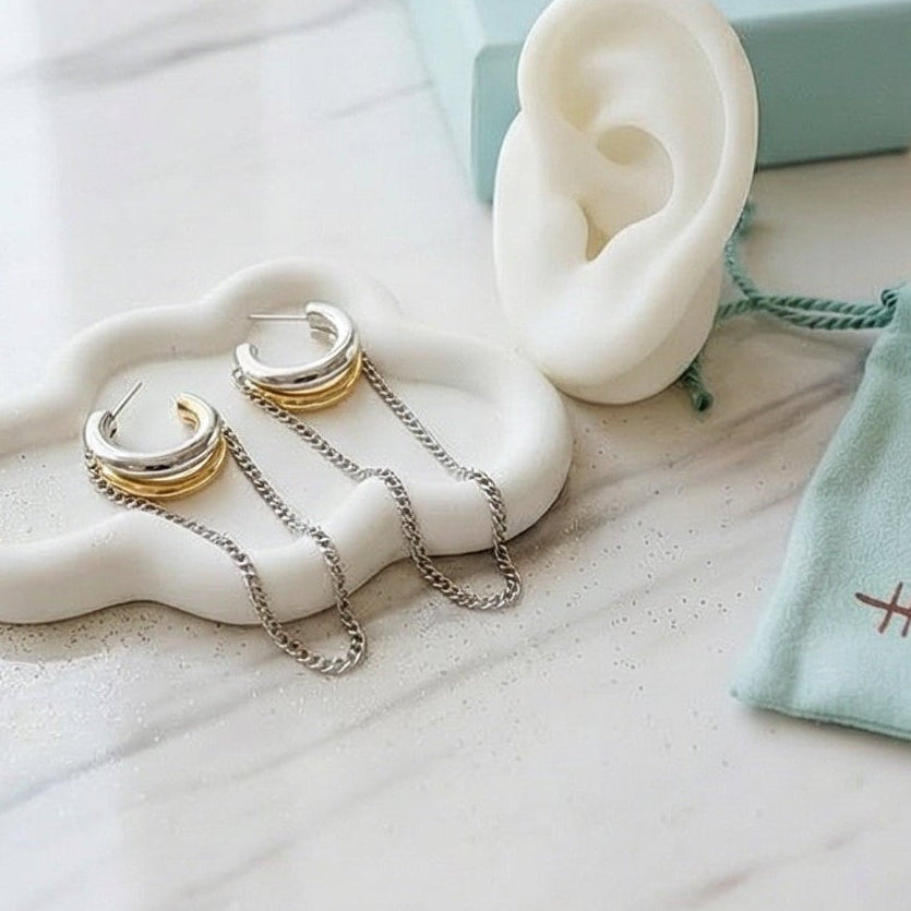 Vintage Bold two tone earrings, circular design earrings, bold abstract two tone Earrings, Simple Ear hole free, Ear bone clip, gold ear bone clip, gold ear hole earrings, Water resistant gold hoops, tarnish free gold open hoops, Lightweight Chunky Open Hoops, 14k lightweight chunky hoops, 14k gold hoops, 14k Double tone hoops, 18k Gold Filled lightweight hoops, 18k Gold Filled hoops, classy gold hoops, bold gold hoops, chunky double tone hoops, chunky medium gold hoops, chunky medium double tone hoops, 