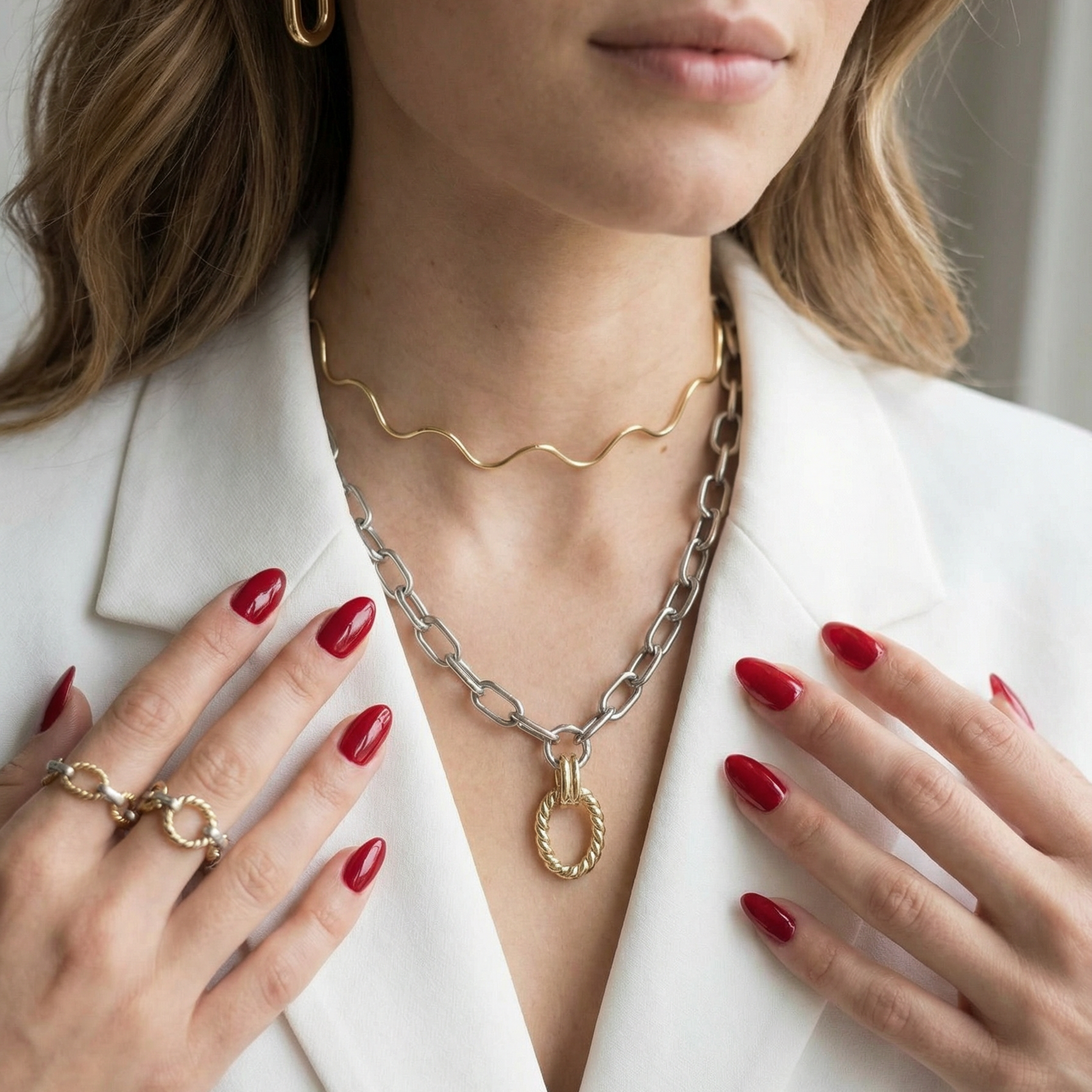 wave golden choker, 18K chunky drop stainless steel necklace, minimalist gold Necklace, drop necklace, gold drop necklace, bottega dupe necklace, bottega veneta necklace, bottega veneta drop necklace, Gift for woman, best valentines gift ideas, everyday necklace, stackable necklace, waterproof minimalist necklace, tear drop gold necklace