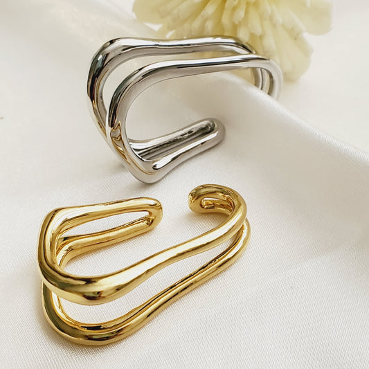 Bold Ear Cuff, Stainless Steel Ear cuff, chunky ear cuff, classy ear cuff, edgy ear cuff, stacking ear cuff, Simple Ear hole free, Ear bone clip, gold ear bone clip, gold ear hole earrings