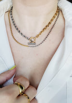 Double tone Necklace, 18k Gold Plated Necklace, Gold and Silver Herringbone Necklace, Herringbone gold Necklace, Herringbone Silver Necklace, Hello Luxy Jewelry, Ellie Vail Jewelry, The Views and Co Jewelry, Hey Harper Jewelry, Water Resistant Necklace, Water Resistant Jewelry, Tarnish Free Jewelry, Gift for wife, Jewelry for her, Sister Necklace, Christmas Jewelry Gift