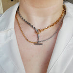 Double tone Necklace, 18k Gold Plated Necklace, Gold and Silver Herringbone Necklace, Herringbone gold Necklace, Herringbone Silver Necklace, Hello Luxy Jewelry, Ellie Vail Jewelry, The Views and Co Jewelry, Hey Harper Jewelry, Water Resistant Necklace, Water Resistant Jewelry, Tarnish Free Jewelry, Gift for wife, Jewelry for her, Sister Necklace, Christmas Jewelry Gift, 