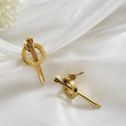 Screws Earrings, Cartier Earrings, Rose Gold Studs, Silver Studs, Gold Studs, Screw Golden Earrings, Screw Silver Earrings, Screw Rose Gold Earrings, Cartier Dupe Earrings, Water Resistant Earrings, Tarnish Free Earrings, Hypoallergenic Earrings, Ellie Vail Jewelry, Hey Harper Jewelry, Samira Jewelry, Hello Luxy Jewelry, Hello Luxy Earrings, 18K Gold Earrings, 18k Gold Plated Earring, 18k Gold Plated Jewelry