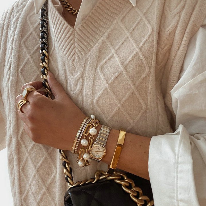 Water Resistant Bracelet, Water Resistant Jewelry, Tarnish Free Bracelet, Anti Tarnish Bracelet, Tarnish Free Jewelry, Pearl Bracelet, Mother Pearl Bracelet, Nacar Bracelet, Boho Chic Jewelry, Vintage Bracelet, Bold Bracelet, Chunky Bracelet