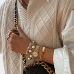 Water Resistant Bracelet, Water Resistant Jewelry, Tarnish Free Bracelet, Anti Tarnish Bracelet, Tarnish Free Jewelry, Pearl Bracelet, Mother Pearl Bracelet, Nacar Bracelet, Boho Chic Jewelry, Vintage Bracelet, Bold Bracelet, Chunky Bracelet