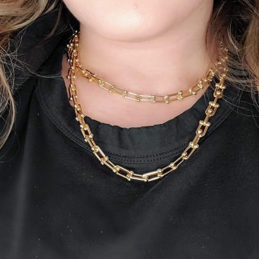 18k  gold filled bold chain,  18k gold filled link chain, gift for women, jewelry  necklace for women, Classy Chain for women, dainty gold necklace, classy gold filled necklace, chunky gold necklace, gold shoehorse necklace