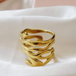 Water resistance jewelry, Hypoallergenic jewelry, does not tarnish jewelry, Gold Plated Necklaces, Vintage Necklace, Minimalist Jewelry, Hello Luxy, Fine Jewelry, Tik Tok Jewelry, Tik Tok Fashion, Best Gift for wife, Wife best gift, Unique Stylish Ring, Statement large ring, Big Irregular Ring, Irregular Statement Ring