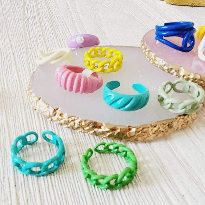 Candy Rings, Colorful Rings, Pride Rings, Summer Rings, Summer Essentials, Rainbow Rings, Color Rings, Happy Face Rings, Cubanas Rings, Croissant Rings, Twisted Rings, Pearls Rings, Smile Face Rings, Happy Face Rings, Gucci Rings, GG Rings