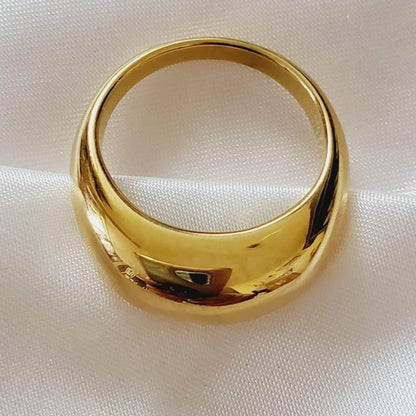 minimalist ring, chunky ring, gold plated ring, gold ring, water resistant ring, sweat resistant ring, tarnish free ring, hypoallergenic ring, vintage ring, bold ring