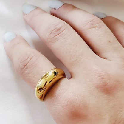 minimalist ring, chunky ring, gold plated ring, gold ring, water resistant ring, sweat resistant ring, tarnish free ring, hypoallergenic ring, vintage ring, bold ring