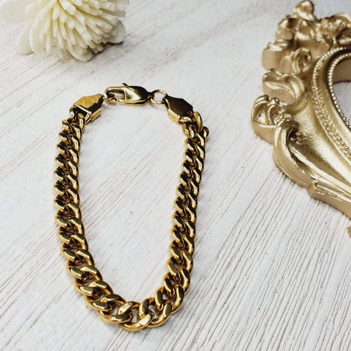Water resistant bracelet, tarnish free bracelet, hypoallergenic bracelet, bold bracelet, chunky bracelet, cuban bracelet, vintage bracelet, fine bracelet